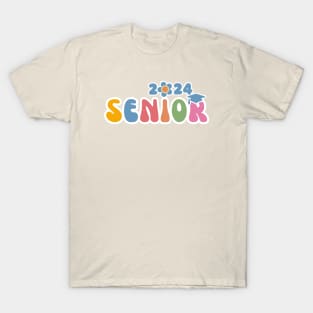 Retro 2024 High School Senior Flower Power T-Shirt